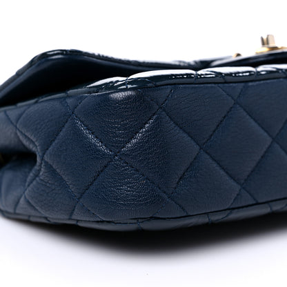 Chanel Patent Goatskin Quilted Medium CC Eyelet Flap Blue 8 of 11