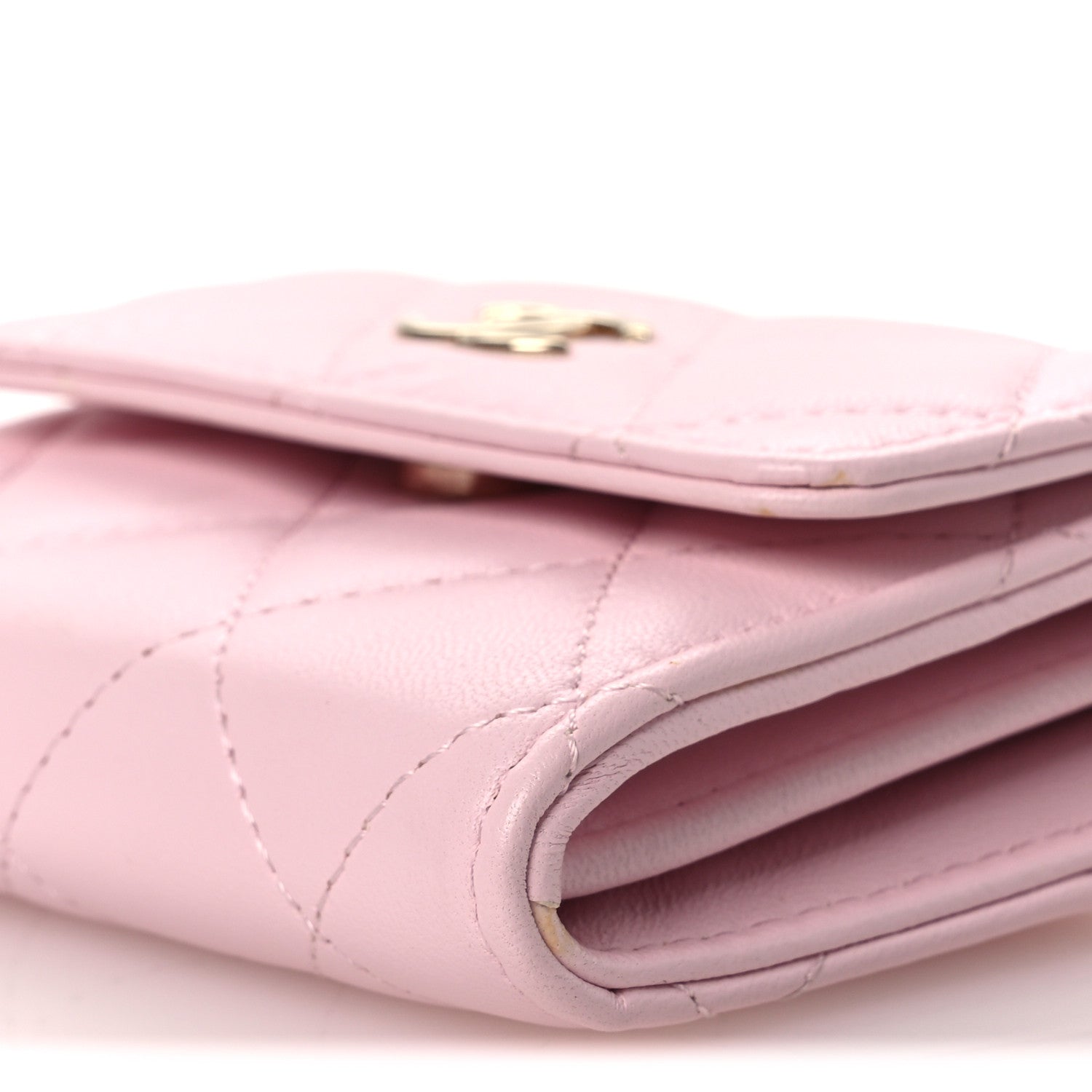 Chanel Lambskin Quilted Pearl Card Holder With Chain Light Pink 10 of 15