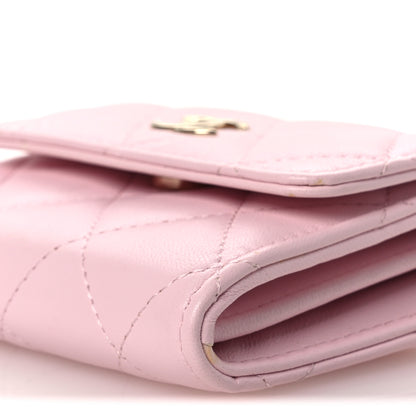 Chanel Lambskin Quilted Pearl Card Holder With Chain Light Pink 10 of 15