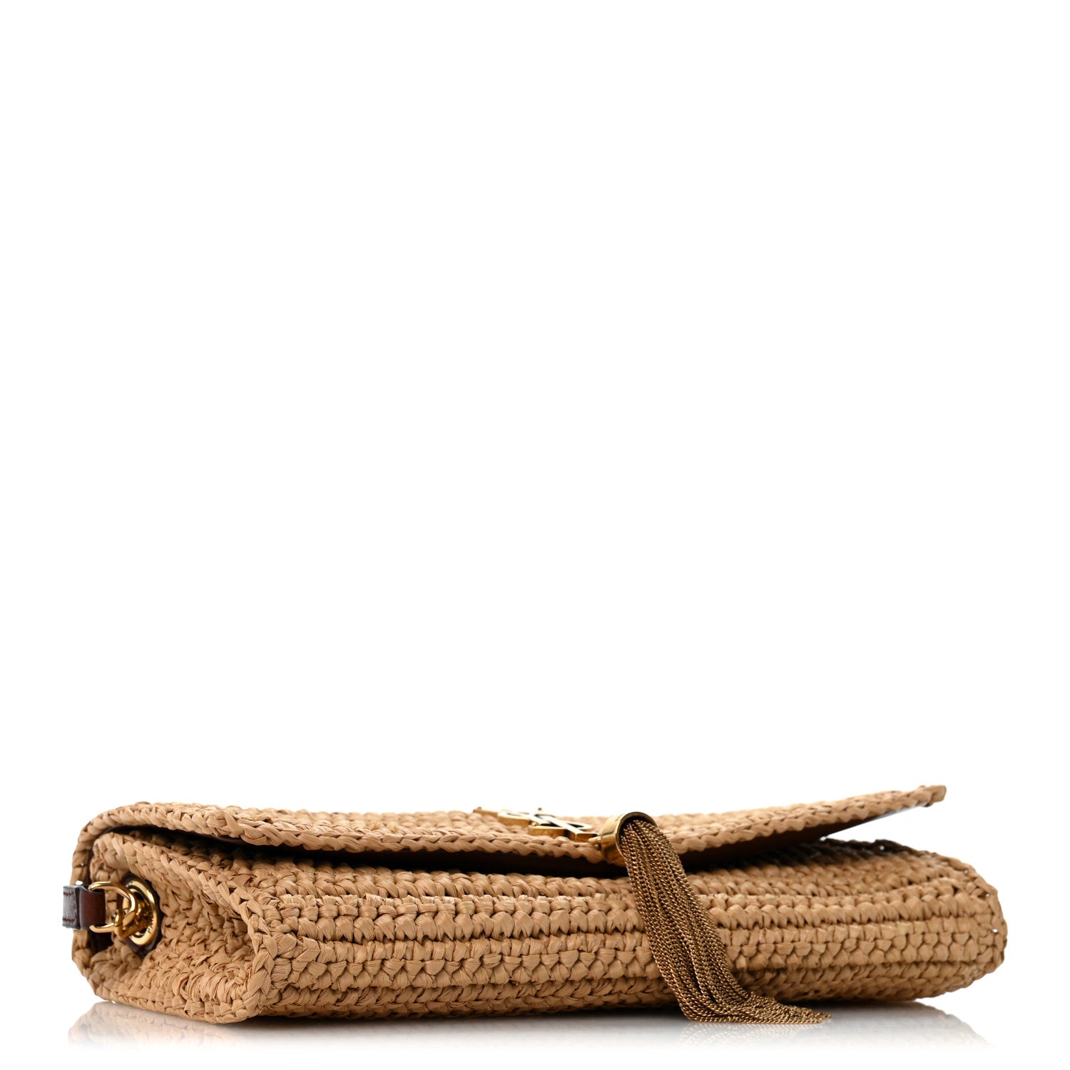 Saint Laurent Raffia Monogram Tassel Kate 99 Dark Nude 4 of 12