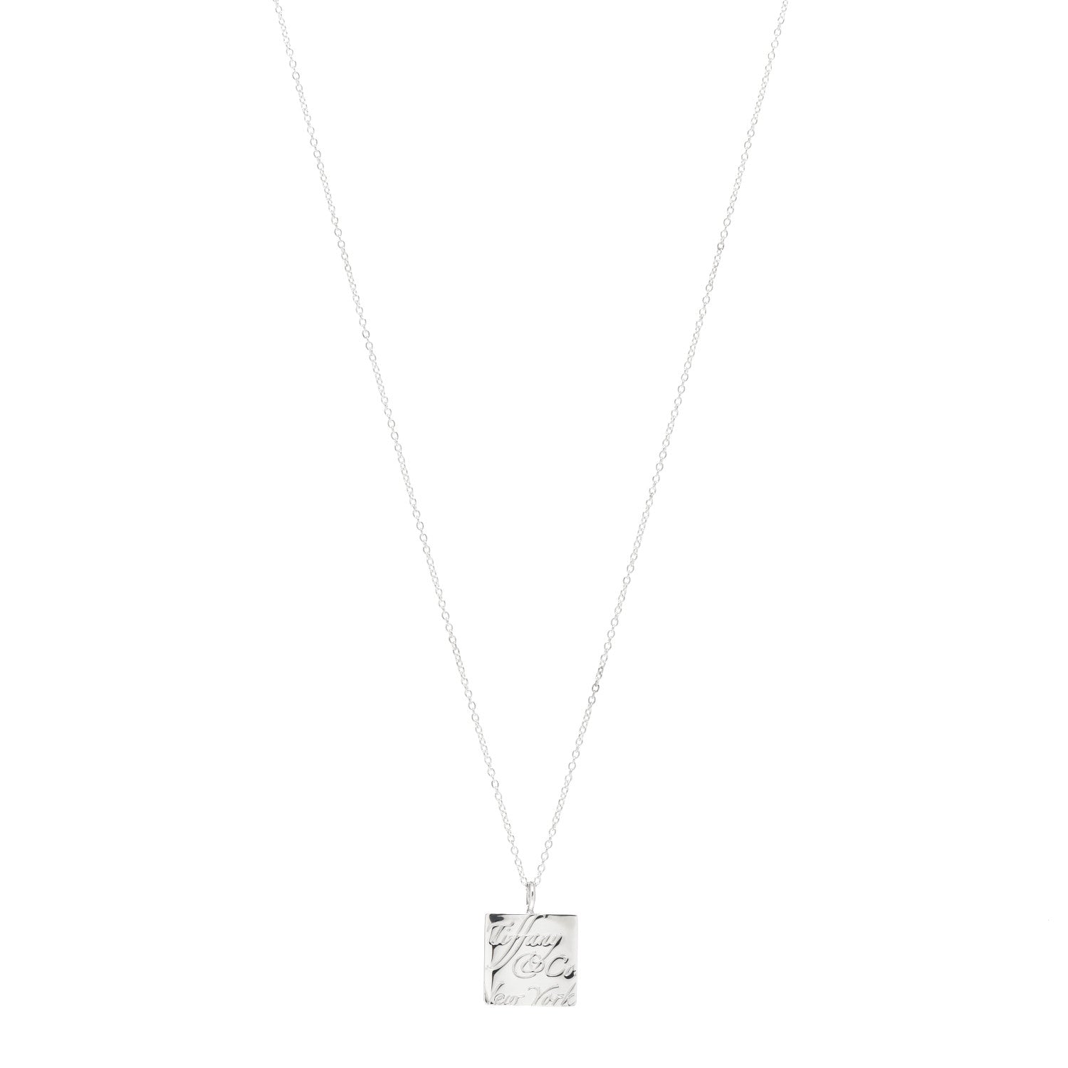Tiffany Sterling Silver Love Notes Square Pendant Necklace 1 of 4