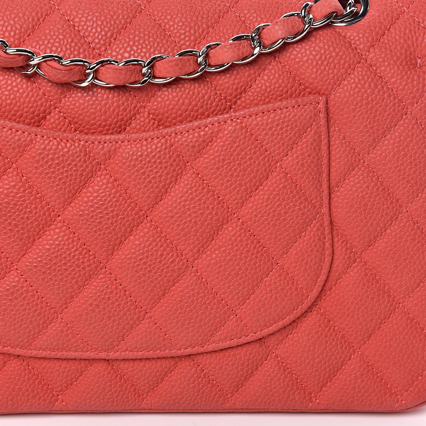 Iridescent Caviar Quilted Medium Double Flap Dark Pink