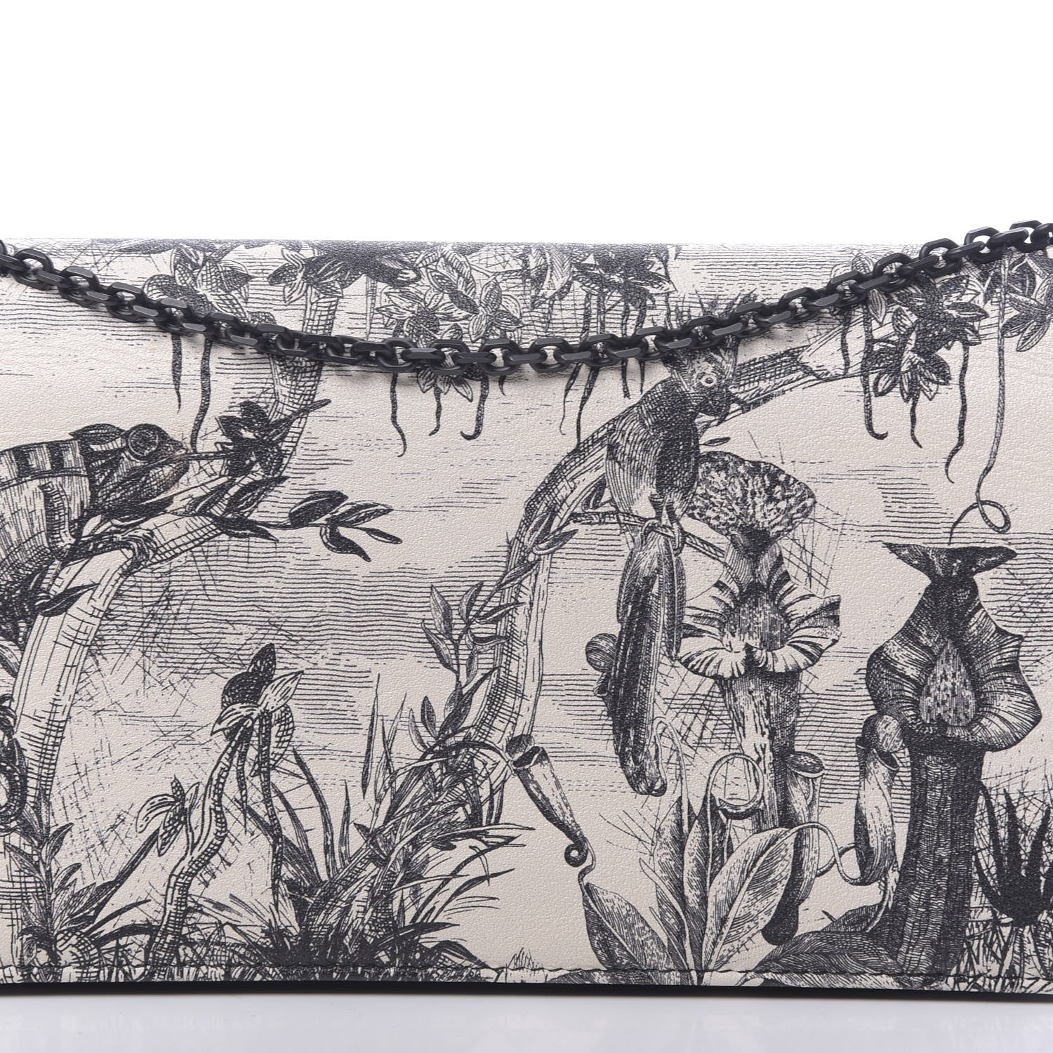 Christian Dior Calfskin Toile de Jouy Carnivora Wallet On Chain Pouch White 11 of 12
