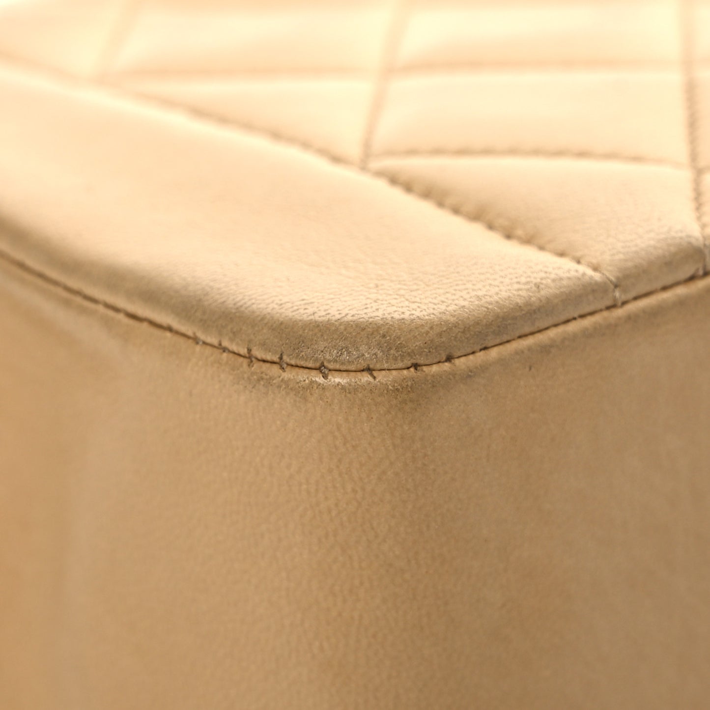 Lambskin Quilted Small Single Flap Beige