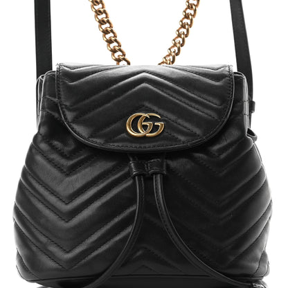 Gucci Calfskin Matelasse GG Marmont Flap Backpack Black 8 of 9