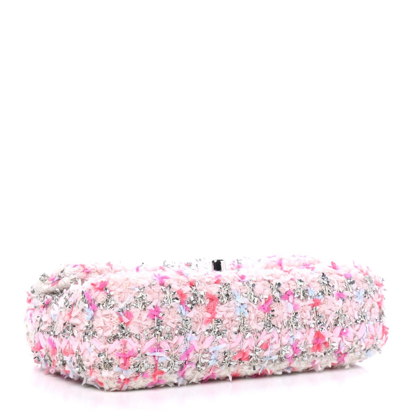Tweed Quilted Mini Rectangular Flap Light Pink Silver Blue