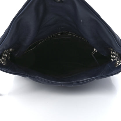 Saint Laurent Lambskin Quilted Medium Loulou Puffer Monogram Chain Satchel Navy 5 of 14