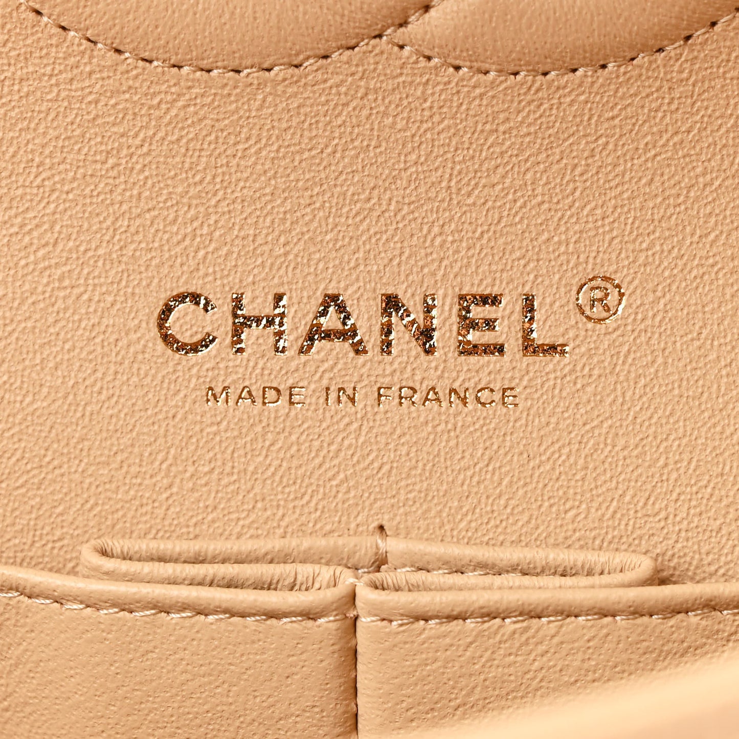 Caviar Quilted Medium Double Flap Beige