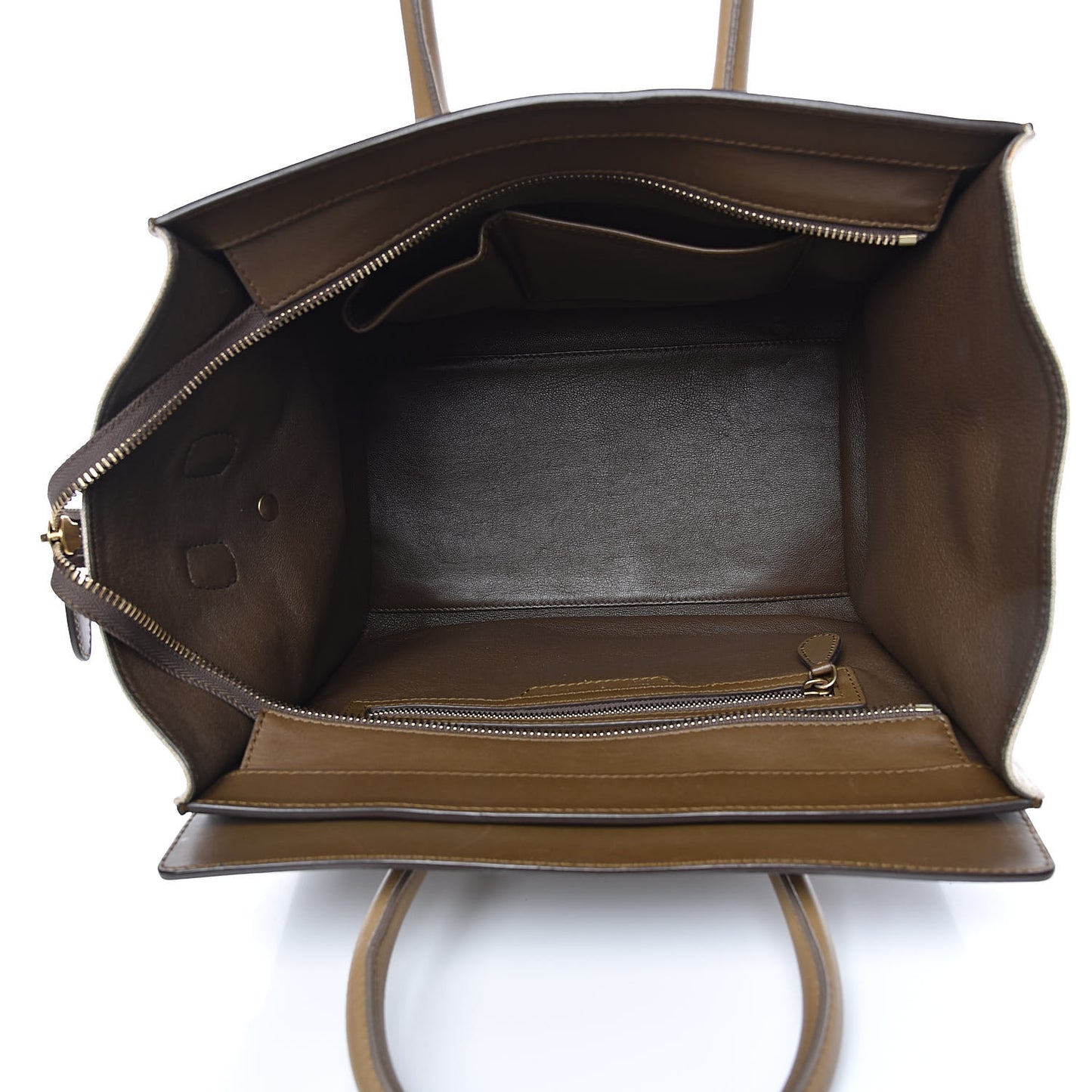 Natural Canvas Smooth Calfskin Mini Luggage Brown