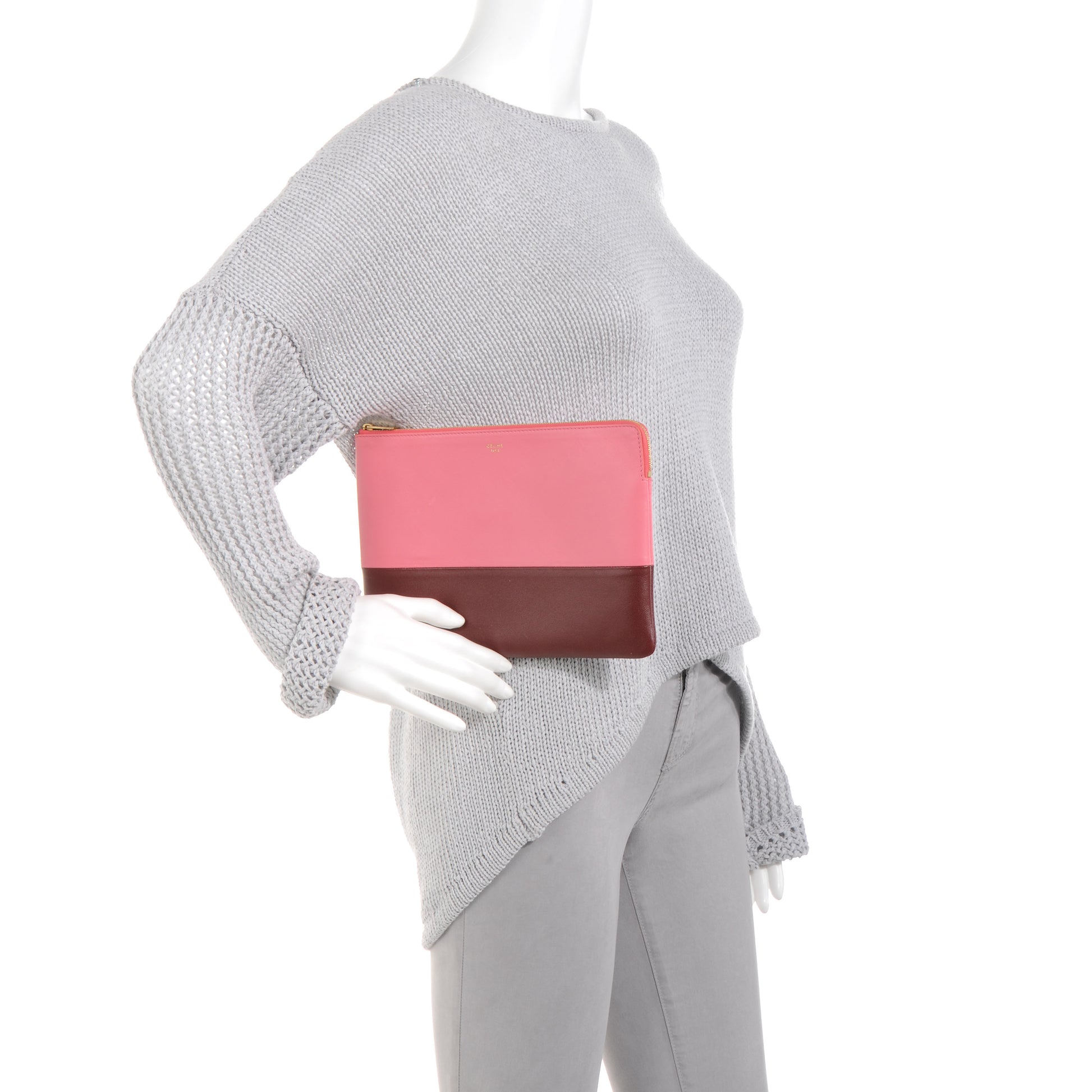 Celine Lambskin Bi-Color Solo Clutch Rust 2 of 10