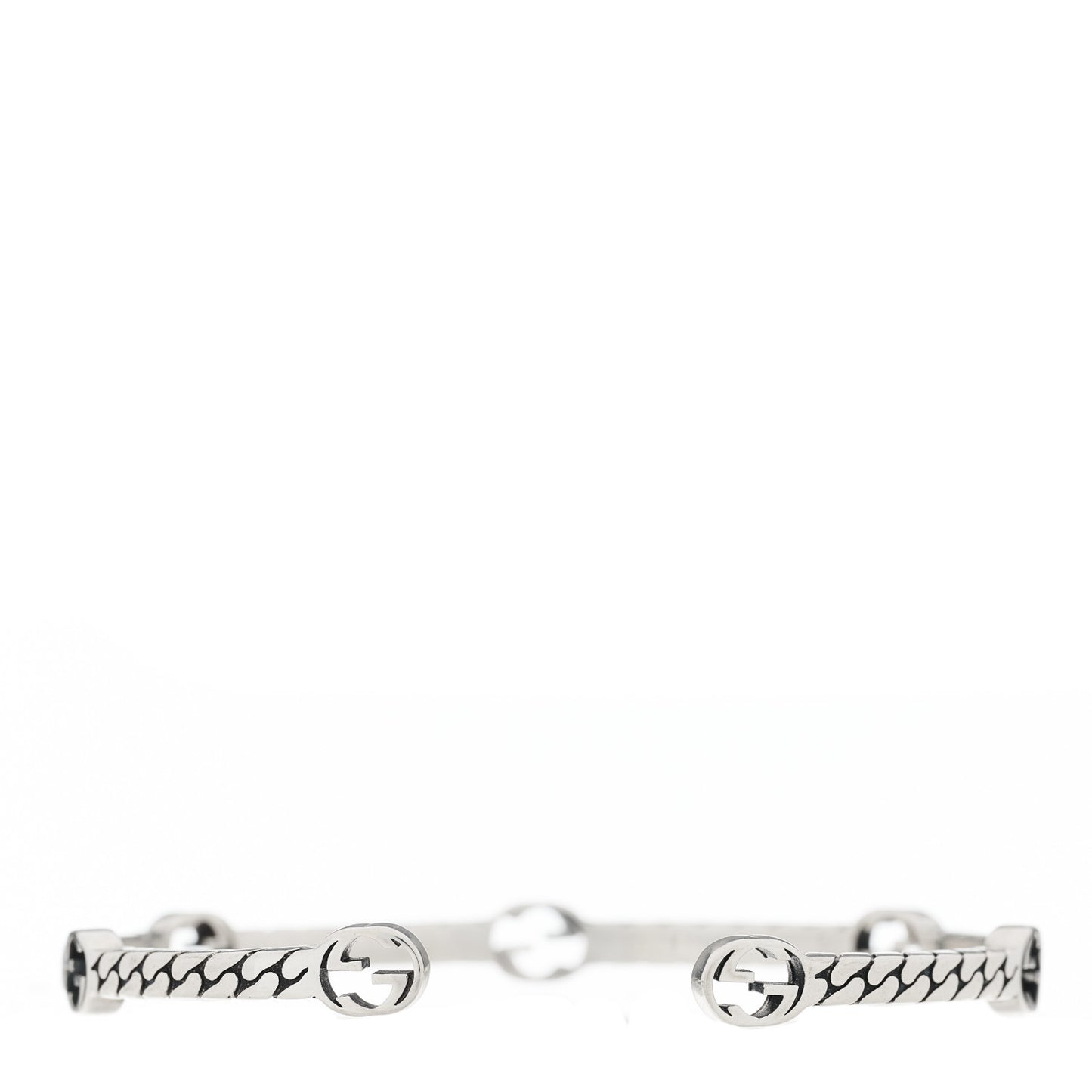 Sterling Silver Thin Interlocking G Cuff Bracelet 19