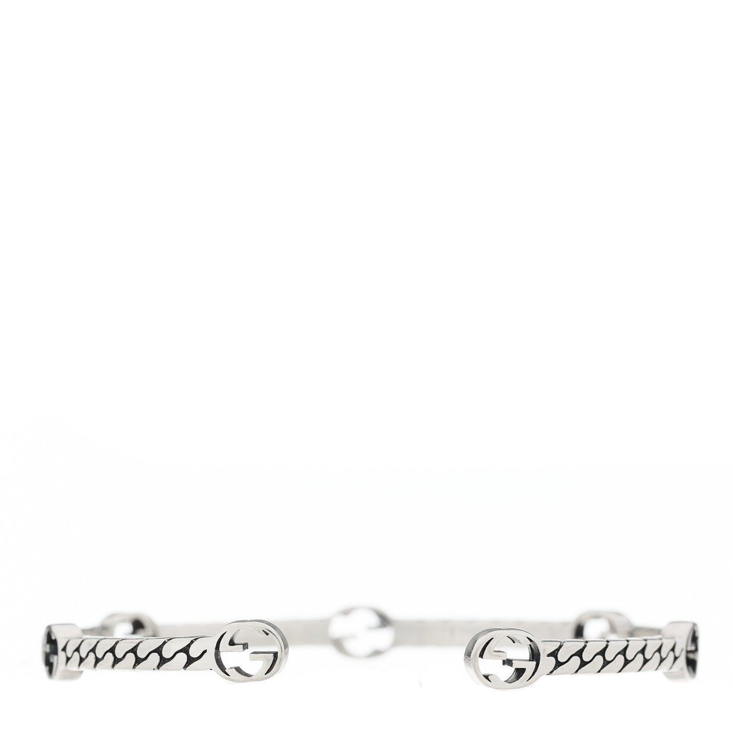 Gucci Sterling Silver Thin Interlocking G Cuff Bracelet 19 2 of 4