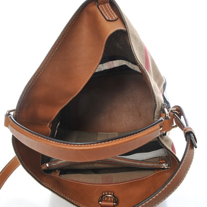 Burberry Canvas Mega Check Medium Ashby Hobo Saddle Brown 6 of 9