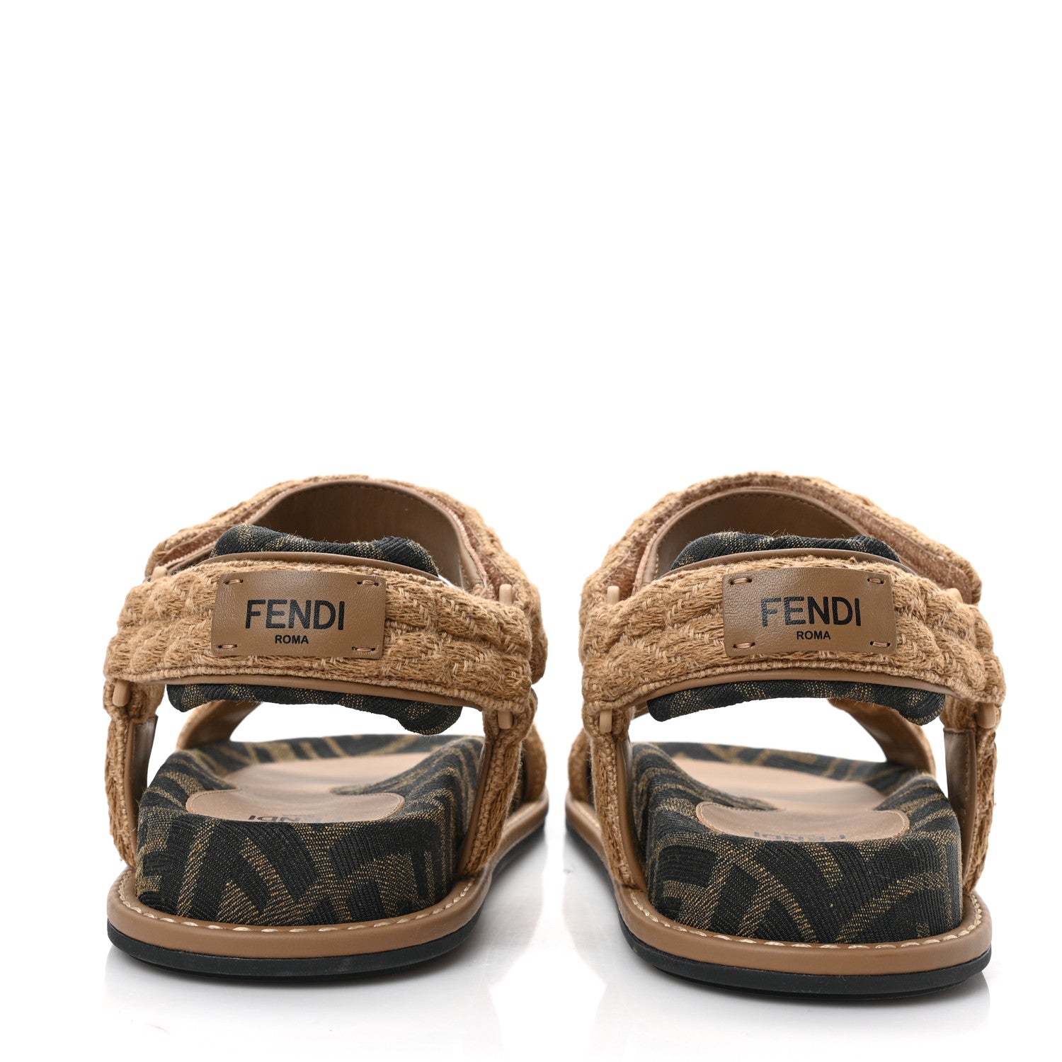 Fendi Fabric Jacquard FF Braided Fendi Feel 25mm Sandals 36.5 Sughero Black Tabacco 5 of 9