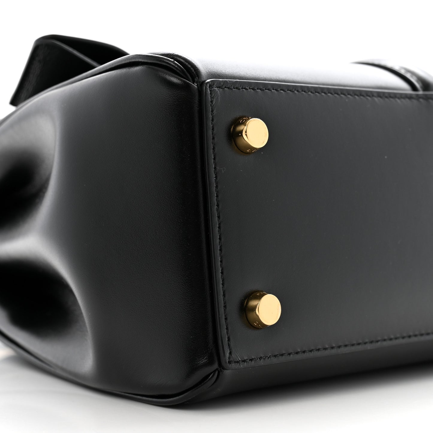 Satinated Calfskin Small 16 Top Handle Bag Black
