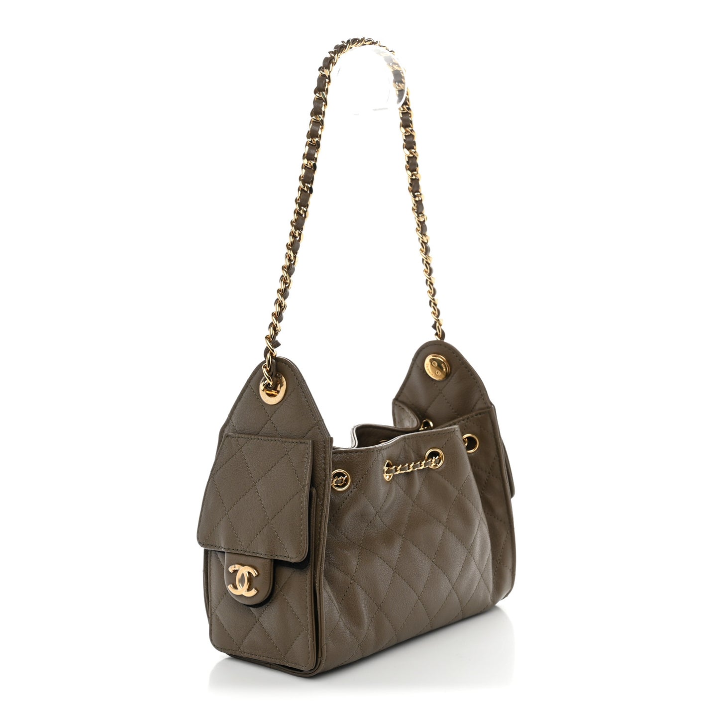 Caviar Quilted Mini Chanel 25 Handbag Dark Khaki