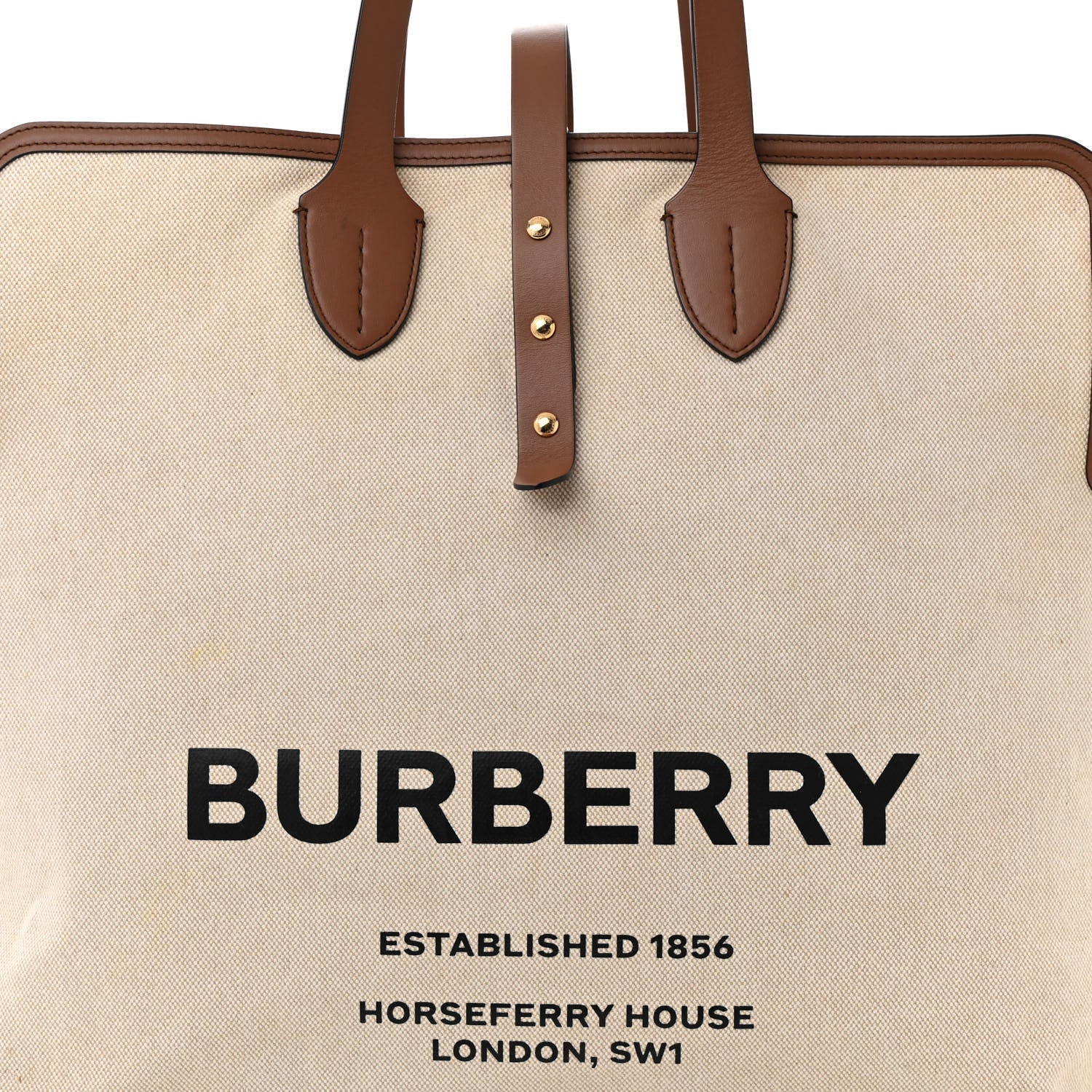 Burberry Cotton Canvas Calfskin Large Soft Belted Tote Bag Natural 7 of 13