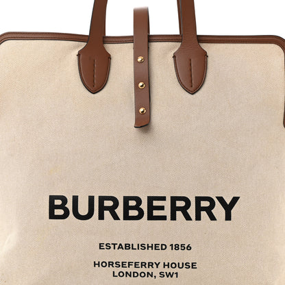 Burberry Cotton Canvas Calfskin Large Soft Belted Tote Bag Natural 7 of 13