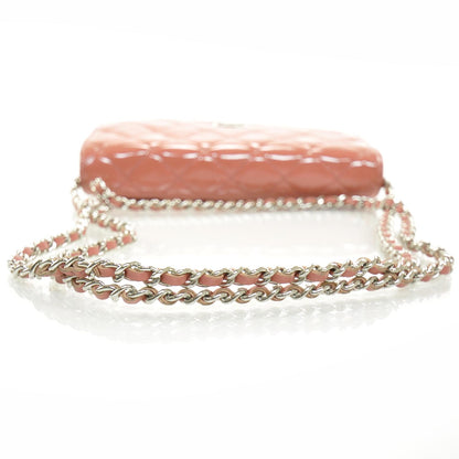 Chanel Patent Quilted Wallet On Chain WOC Coral 5 of 10