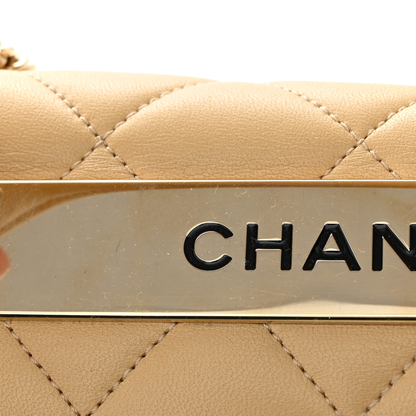 Lambskin Quilted Medium Trendy CC Flap Dual Handle Bag Beige