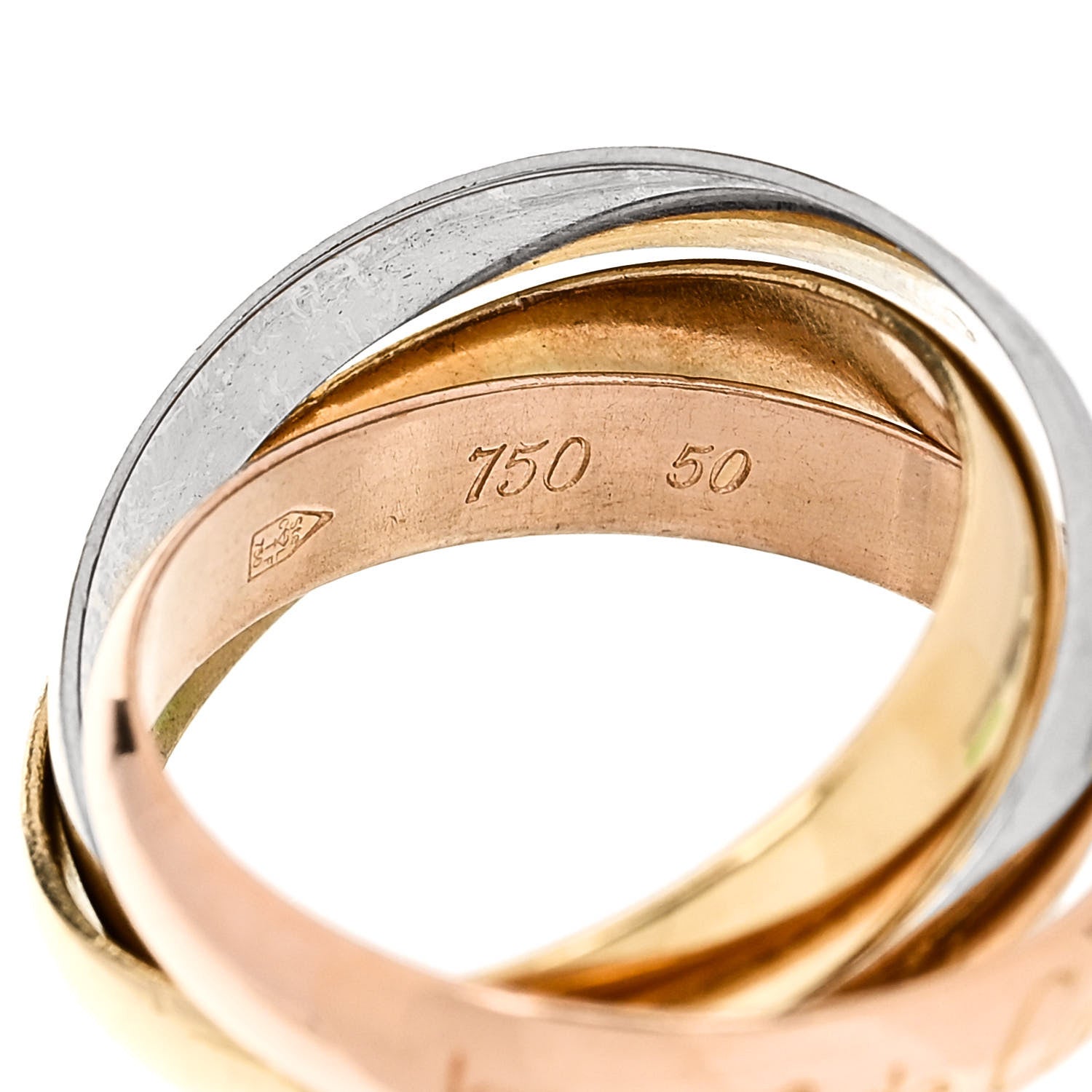 Cartier 18K Pink Yellow White Gold Classic Les Must De Cartier Trinity Ring 50 5.25 4 of 5