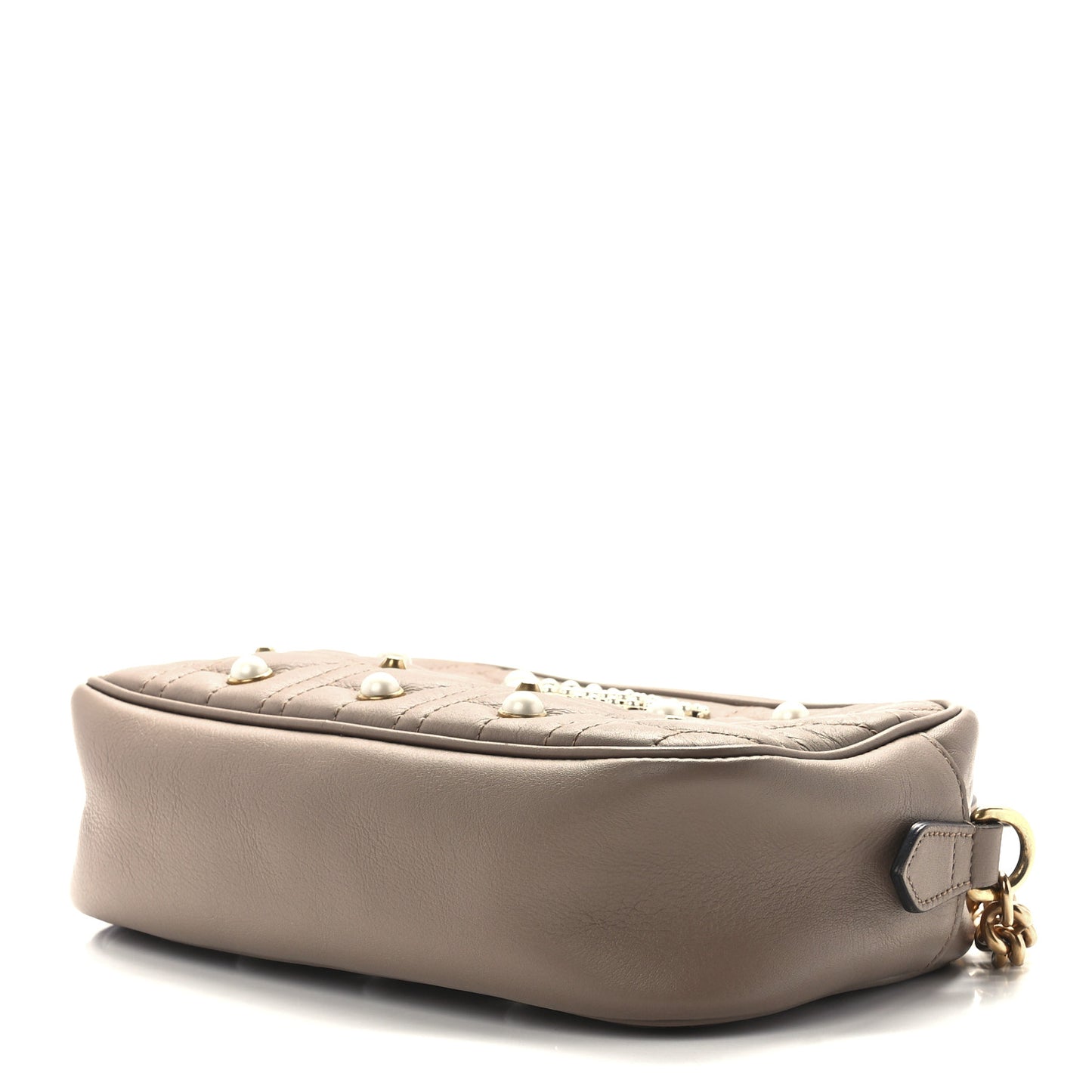 Calfskin Matelasse Studded Small Pearly GG Marmont Chain Shoulder Bag Porcelain Rose
