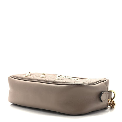 Gucci Calfskin Matelasse Studded Small Pearly GG Marmont Chain Shoulder Bag Porcelain Rose 10 of 12