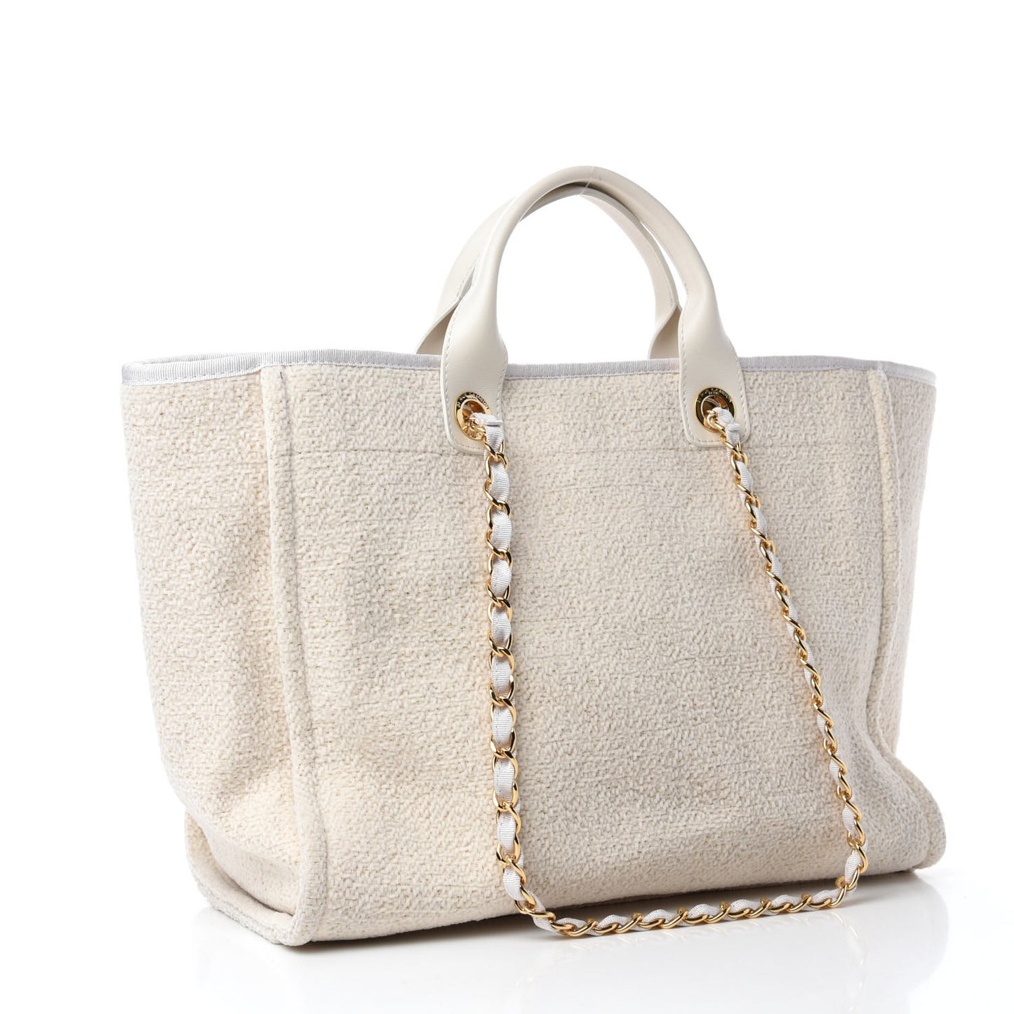 Lurex Boucle Medium Deauville Tote White