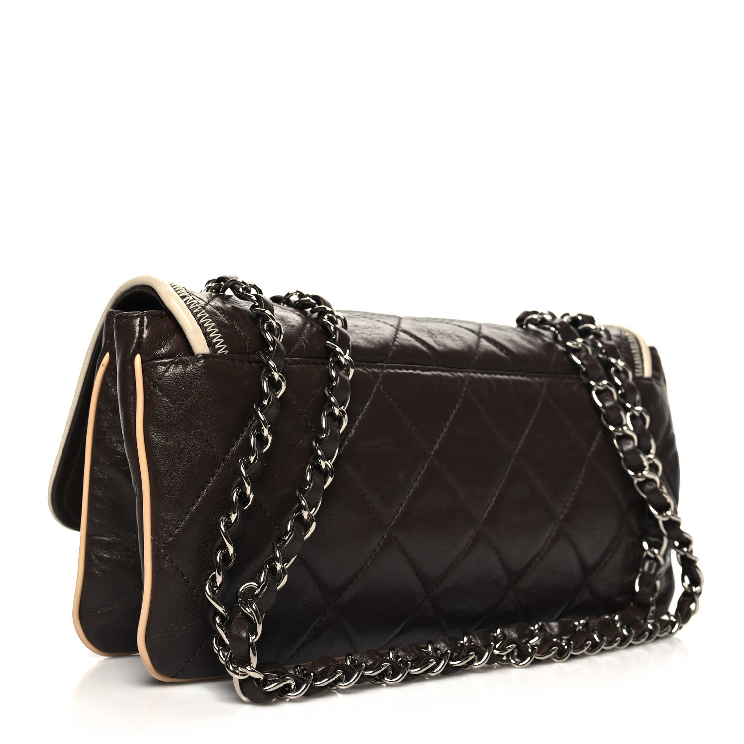 Chanel Lambskin Quilted East West Flap Brown 3 of 11