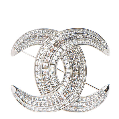 Chanel Baguette Crystal CC Brooch Silver 1 of 5