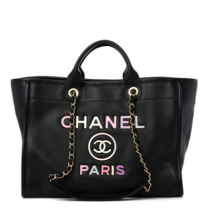Chanel Calfskin Medium Deauville Tote Black Multicolor 1 of 11