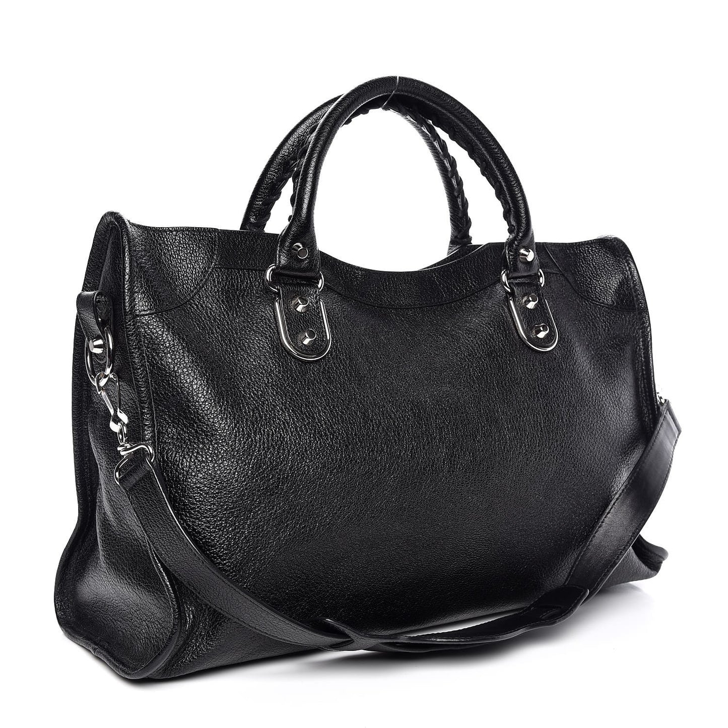 Chevre Silver Metallic Edge Hardware City Black