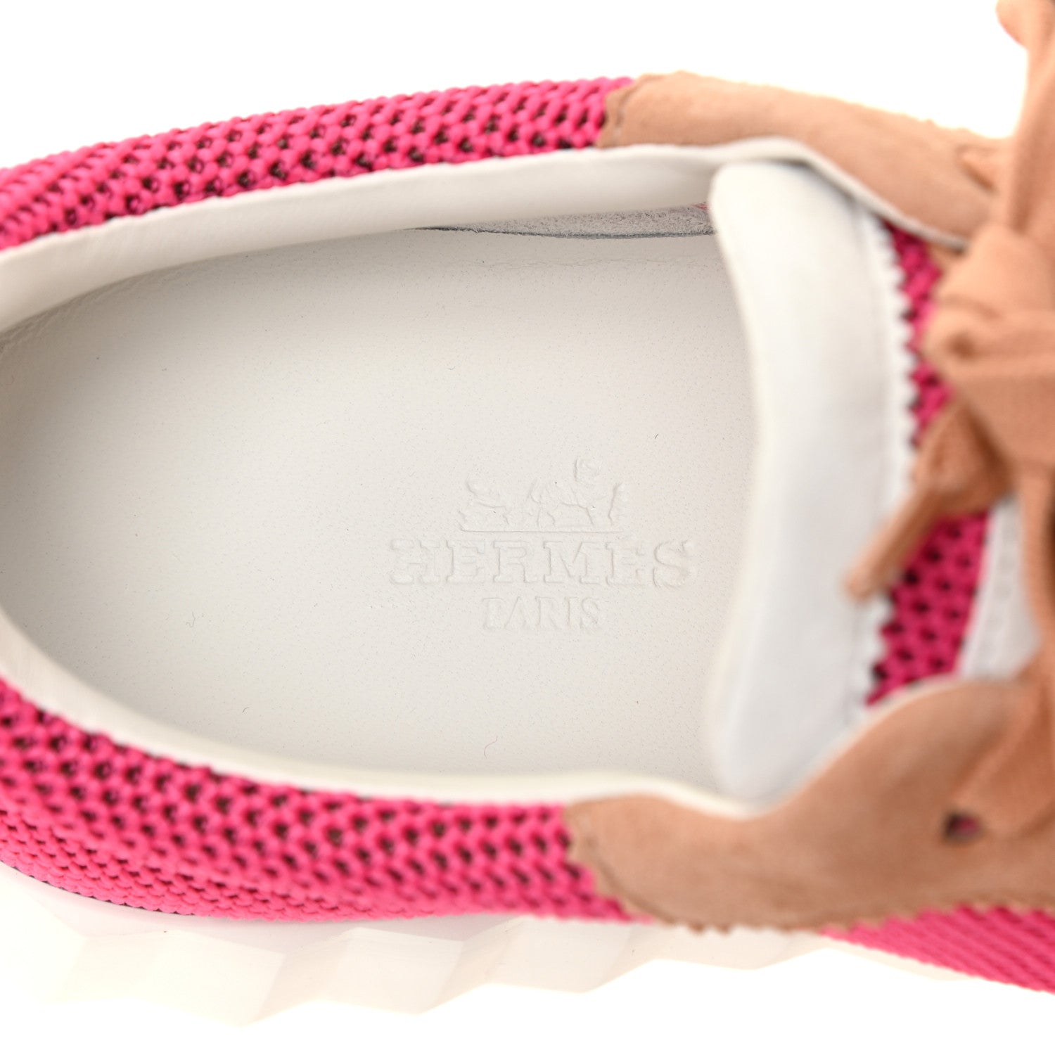 Hermes Air Mesh Suede Goatskin Bouncing Sneakers 37 Rose Multicolor 11 of 13