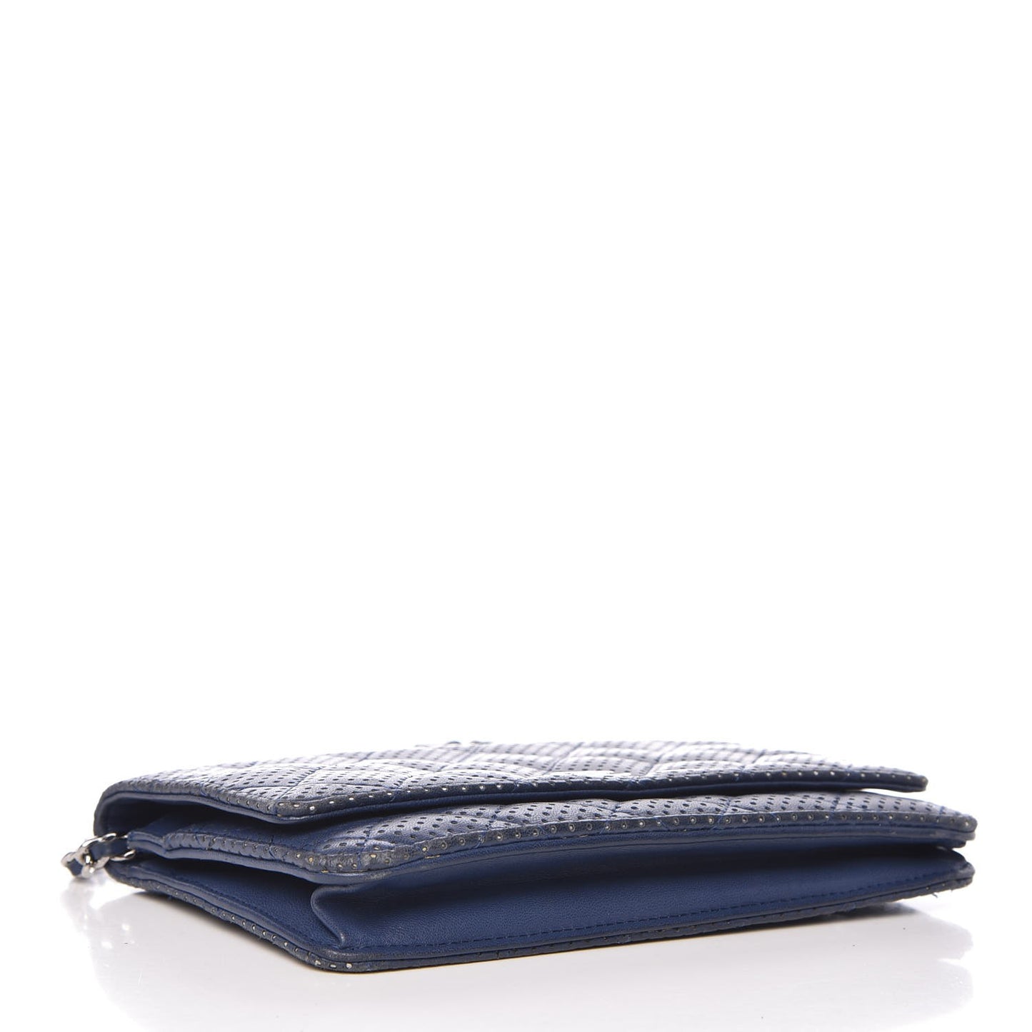 Perforated Lambskin Quilted Wallet On Chain WOC Blue