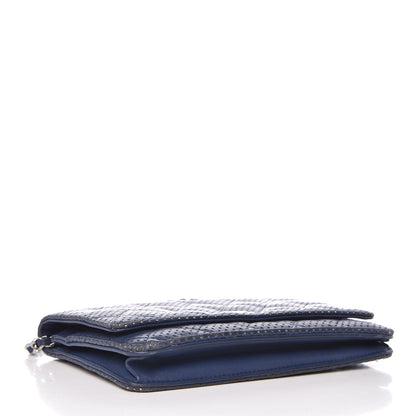 Chanel Perforated Lambskin Quilted Wallet On Chain WOC Blue 4 of 9