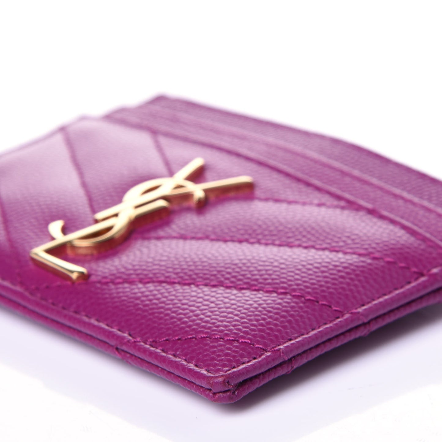 Grain De Poudre Matelasse Chevron Monogram Credit Card Case Dark Grape