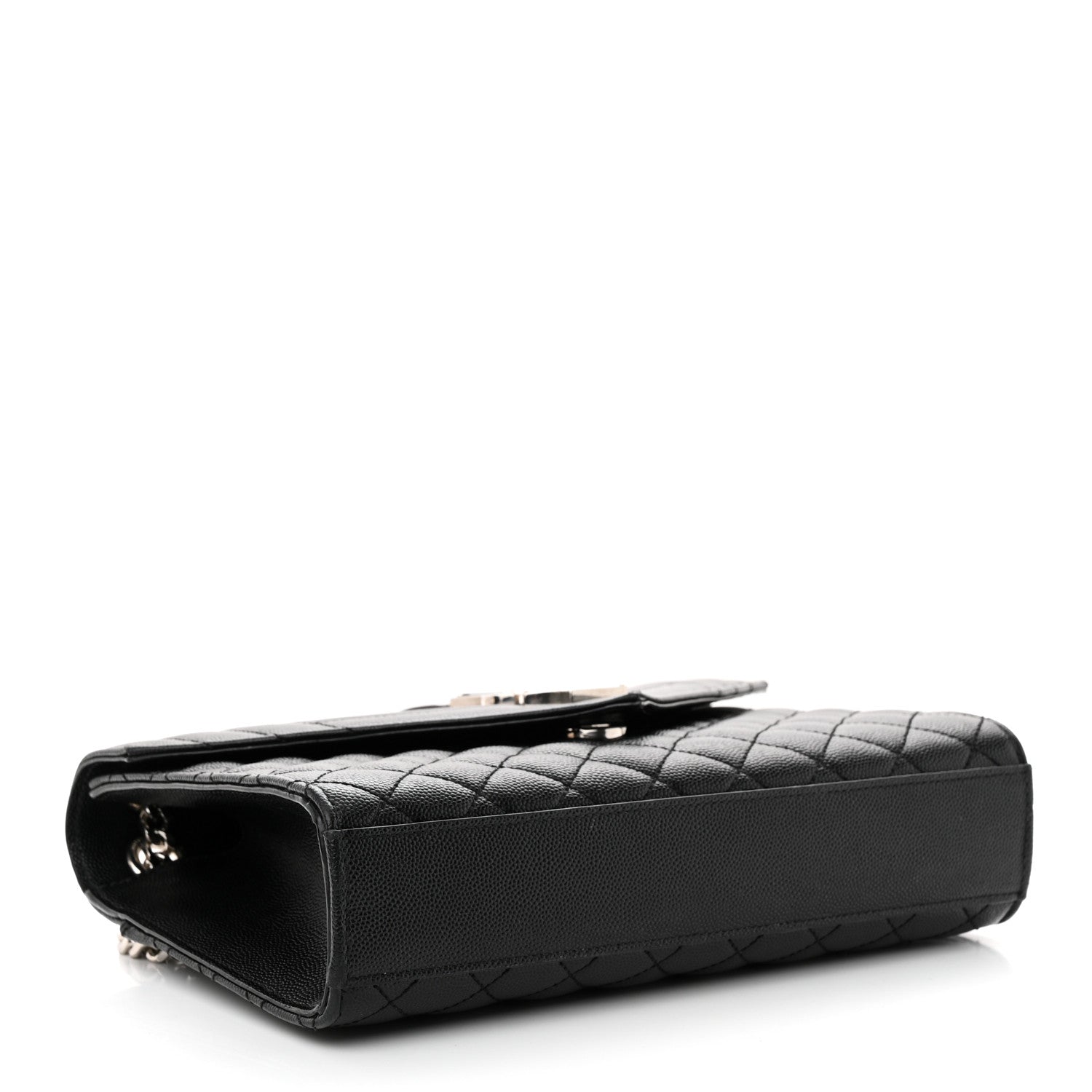 Saint Laurent Grain De Poudre Textured Mixed Matelasse Triquilt Medium Monogram Satchel Black 4 of 15