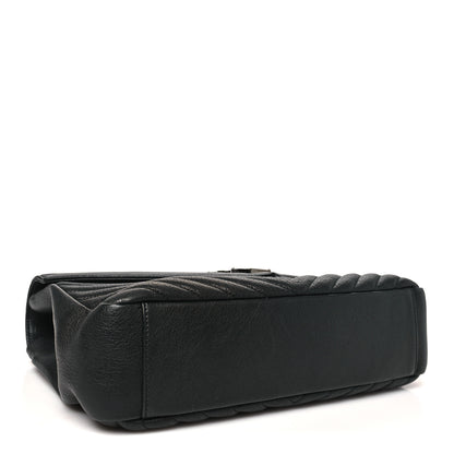 Saint Laurent Sheepskin Matelasse Chevron Monogram Large College Satchel Black 4 of 10