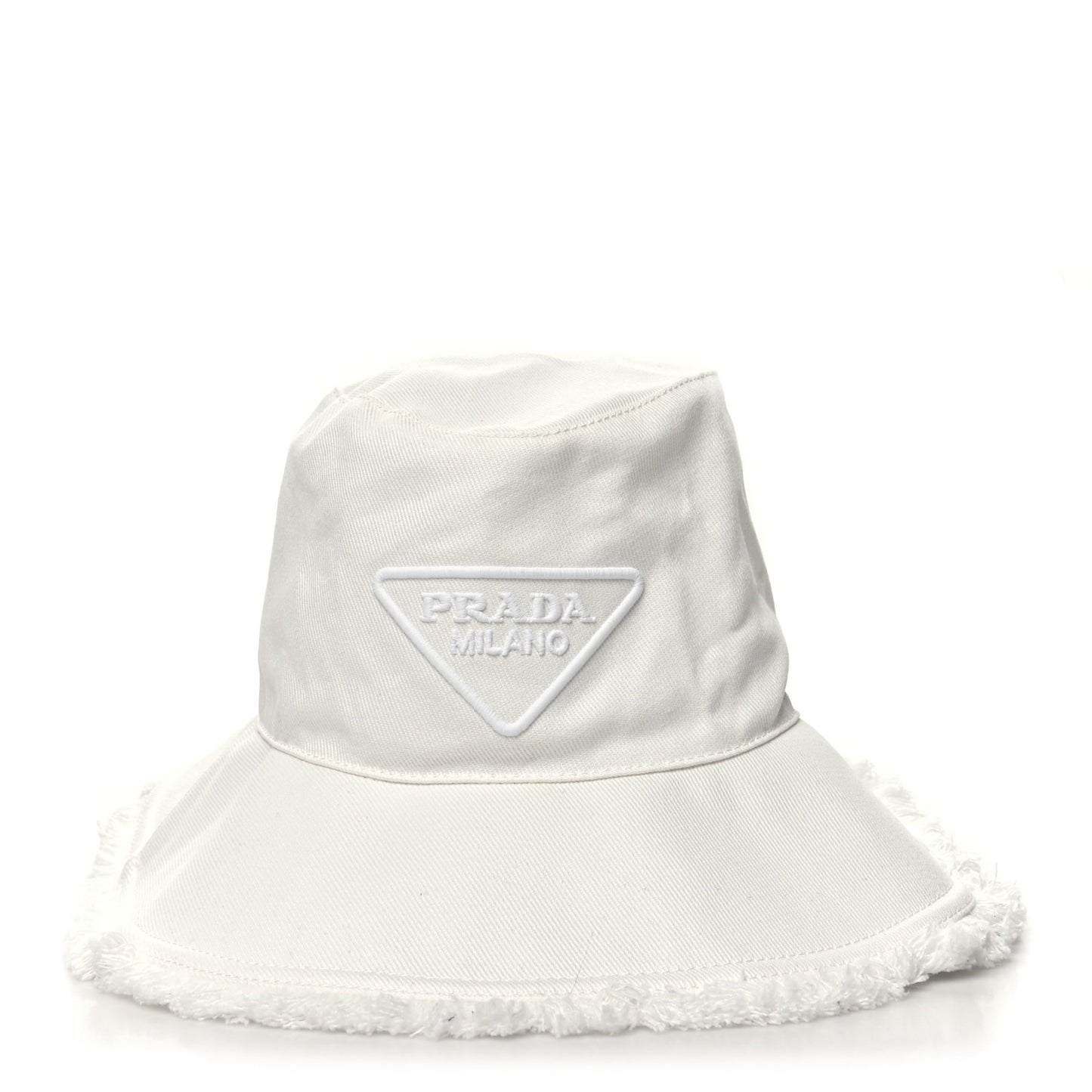 Drill Nylon Triangle Logo Embroidered Womens Wide Brim Hat M White