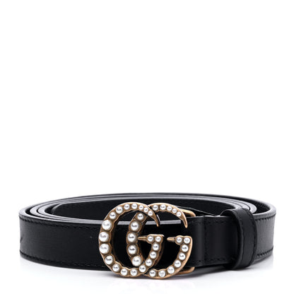 Gucci Calfskin Pearl Double G 20mm Belt 100 40 Black Cream 1 of 6