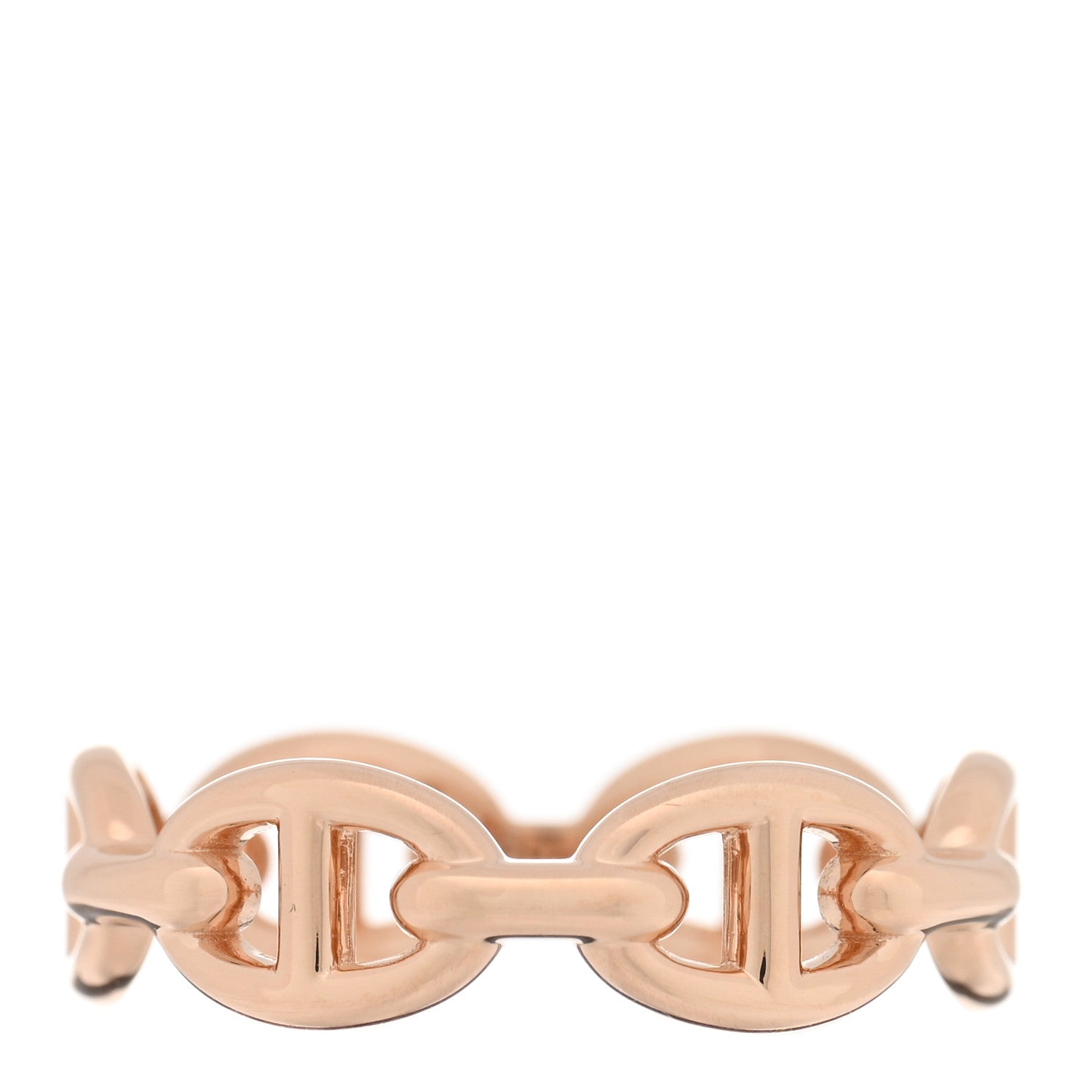 Hermes 18K Rose Gold PM Chaine d'Ancre Enchainee Ring 54 6.75 1 of 5