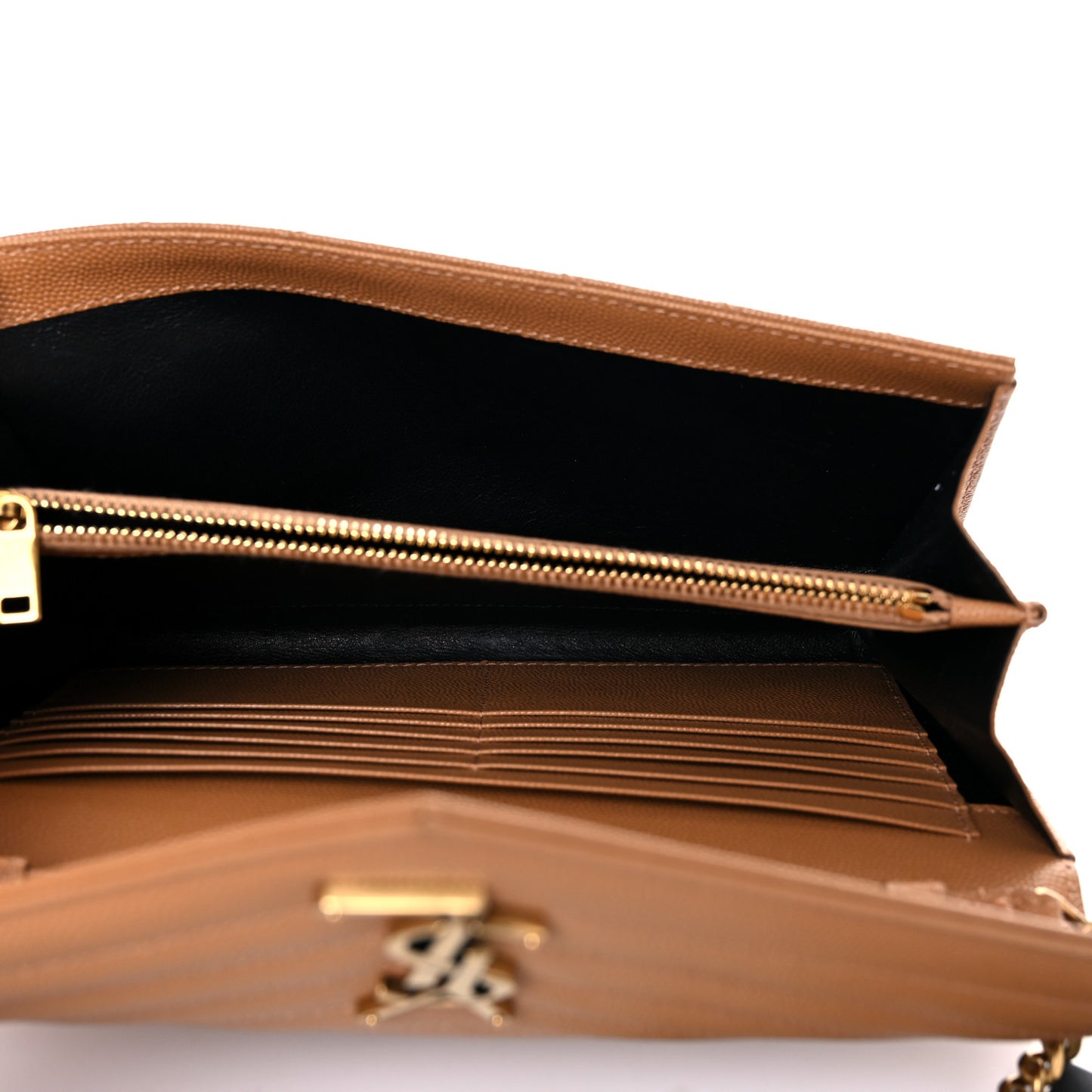 Grain De Poudre Matelasse Chevron Monogram Chain Wallet Dune