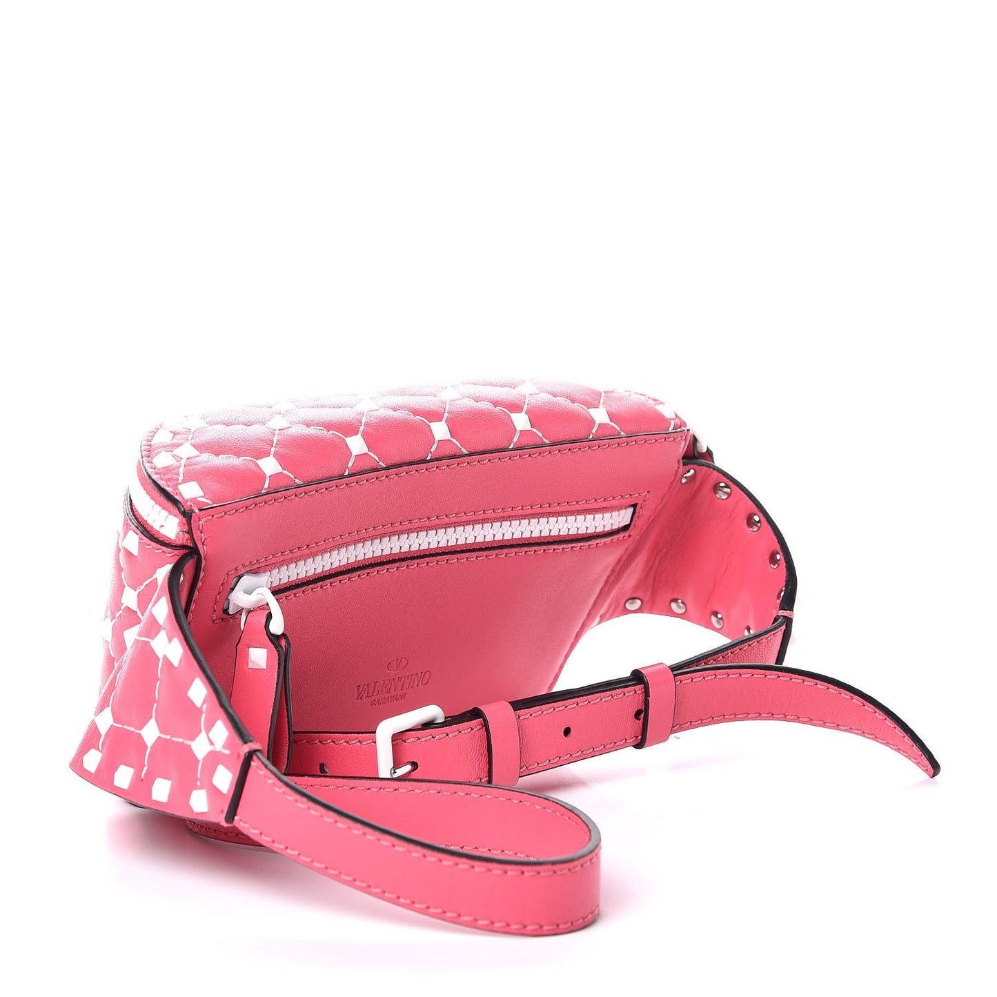 Lambskin Free Rockstud Spike Belt Bag 85 Shadow Pink