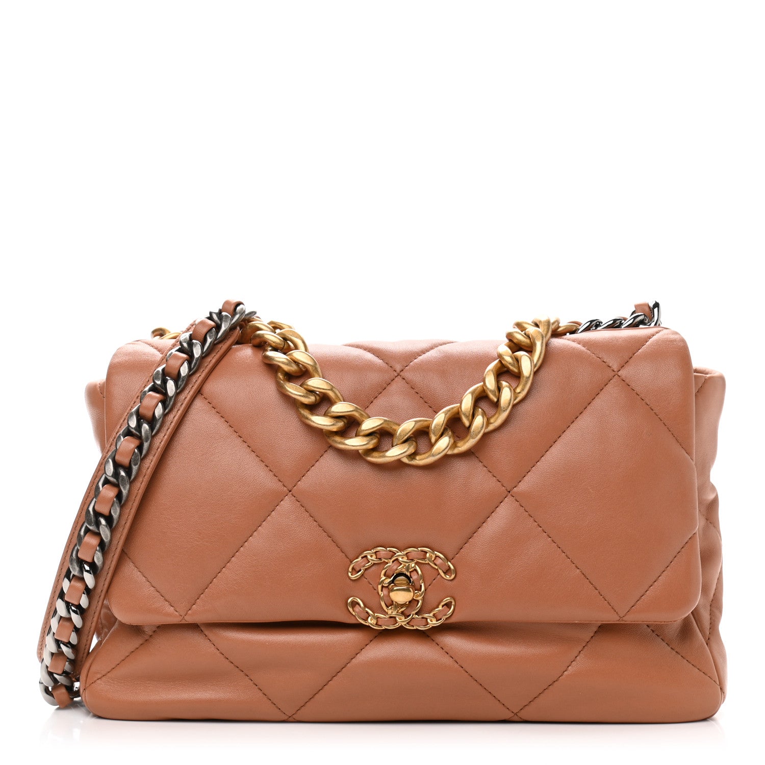 Chanel Lambskin Quilted Large Chanel 19 Flap Brown 1 of 11