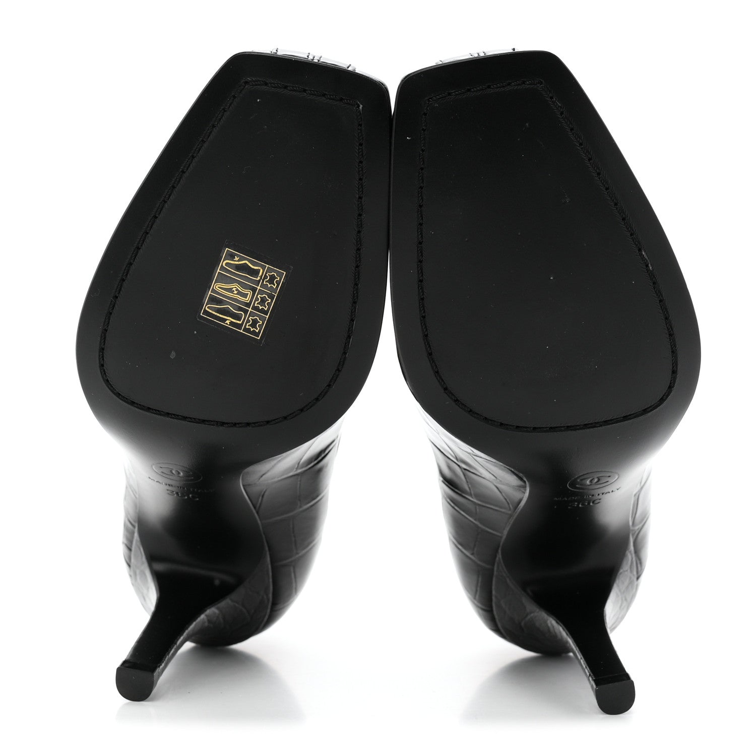 Chanel Crocodile Embossed Patent Calfskin Pumps 38.5 Black 6 of 10