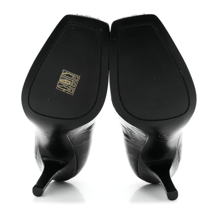 Chanel Crocodile Embossed Patent Calfskin Pumps 38.5 Black 6 of 10