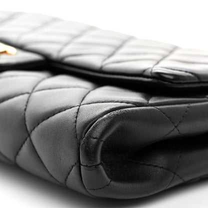 Chanel Lambskin Quilted Clutch With Chain Flap Black 10 of 10