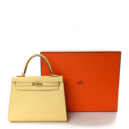 Hermes Epsom Kelly Sellier 25 Jaune Poussin 9 of 9