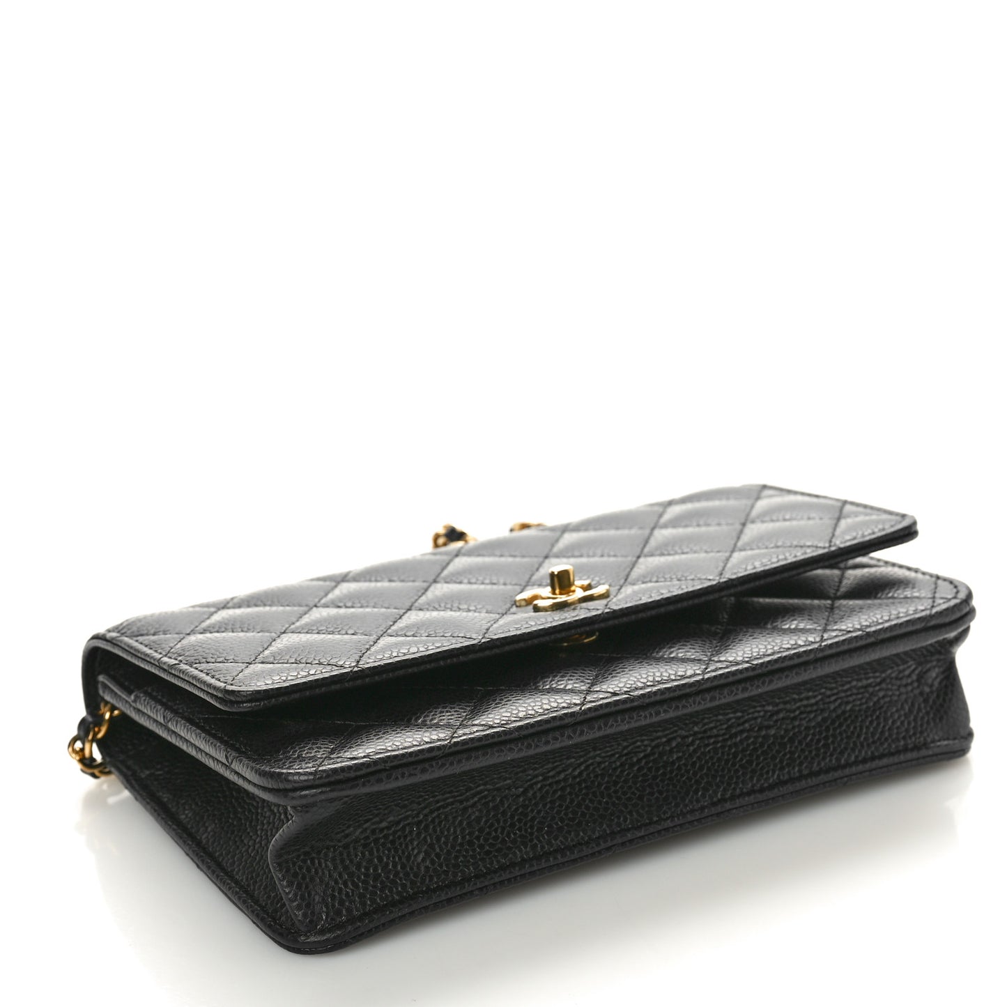 Caviar Quilted CC Turnlock Wallet On Chain WOC Black