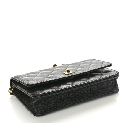 Chanel Caviar Quilted CC Turnlock Wallet On Chain WOC Black 4 of 11